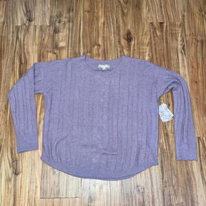 Pink Republic women’s sweater XL crewneck purple lavender lace design back NWT